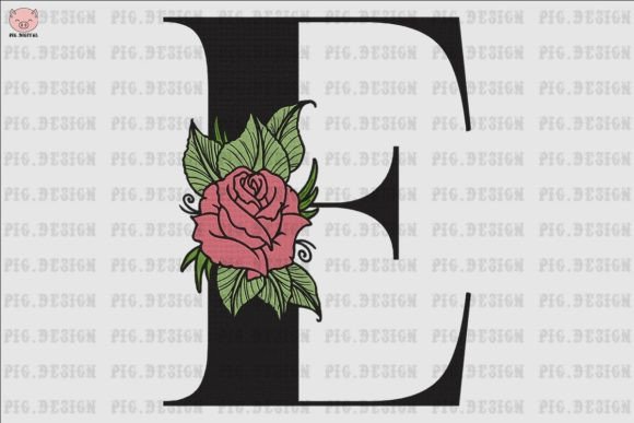 Flower Rose Font E: A Charming Embroidery Design