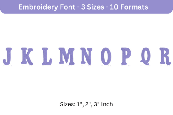 Purevain Font Uppercase J to R: Holiday Embroidery Review